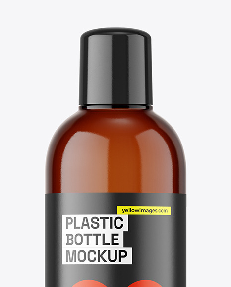 Amber Plastic Bottle Mockup