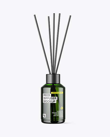 Green Diffuser Glass Bottle Mockup