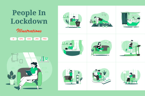 M668_People In Lockdown Illustration Pack