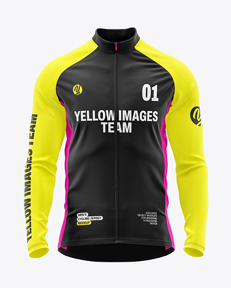 Men&#039;s Full-Zip Cycling Jersey Mockup