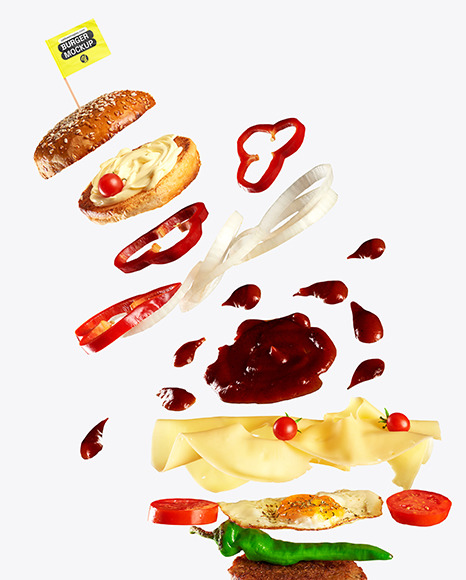 Burger with Flag Mockup