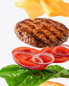 Flying Burger with Flag Mockup