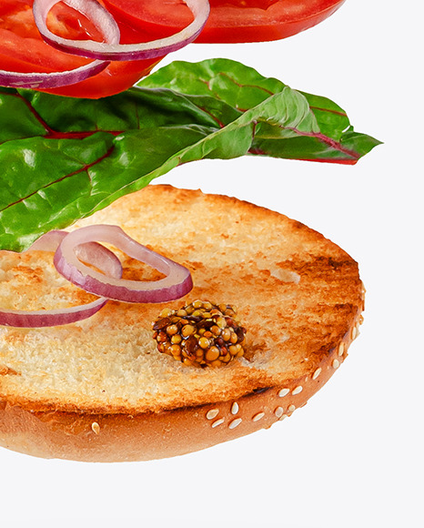 Flying Burger with Flag Mockup