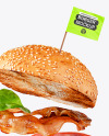 Flying Burger with Flag Mockup