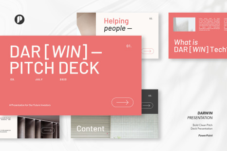 Darwin – White Pink Bold Clean Pitch Deck Presentation Template