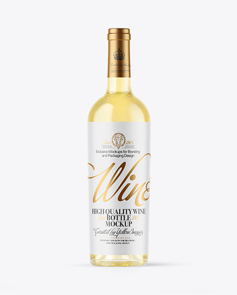 Clear Glass White Wine Bottle Mockup