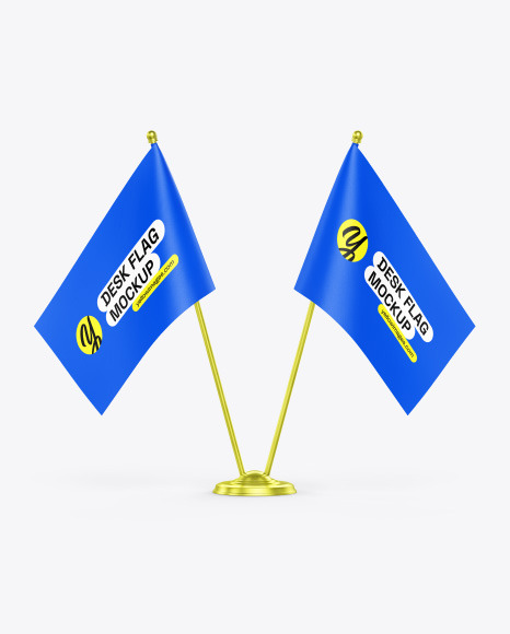 Matte Desk Flags Mockup