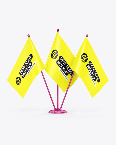 Glossy Desk Flags Mockup