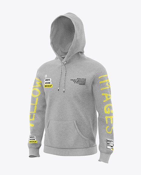 Men&#039;s Melange Hoodie Mockup - Half Side View