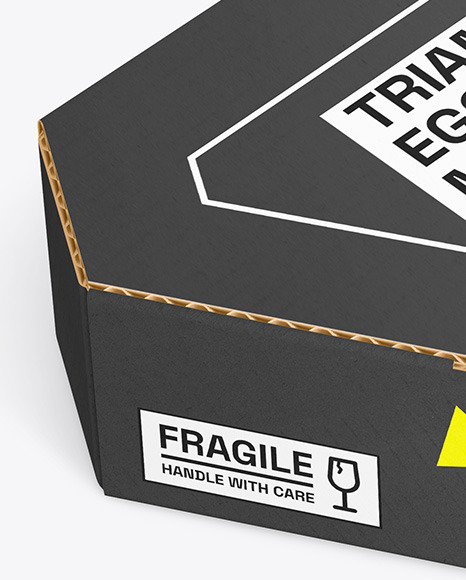 Corrugated Triangular Box w/ Eggs Mockup