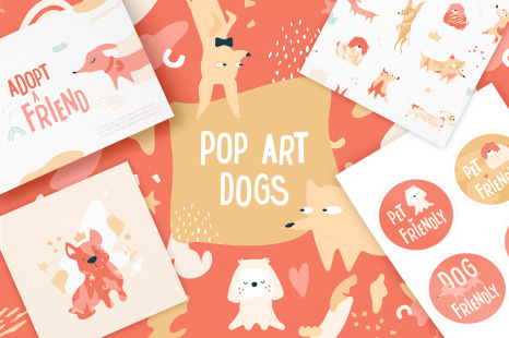 Funny dogs party elements collection