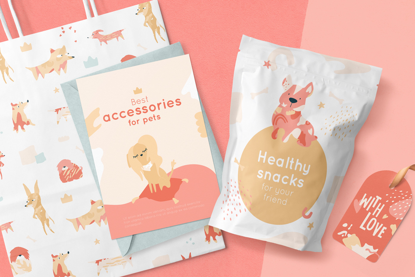 Funny dogs party elements collection