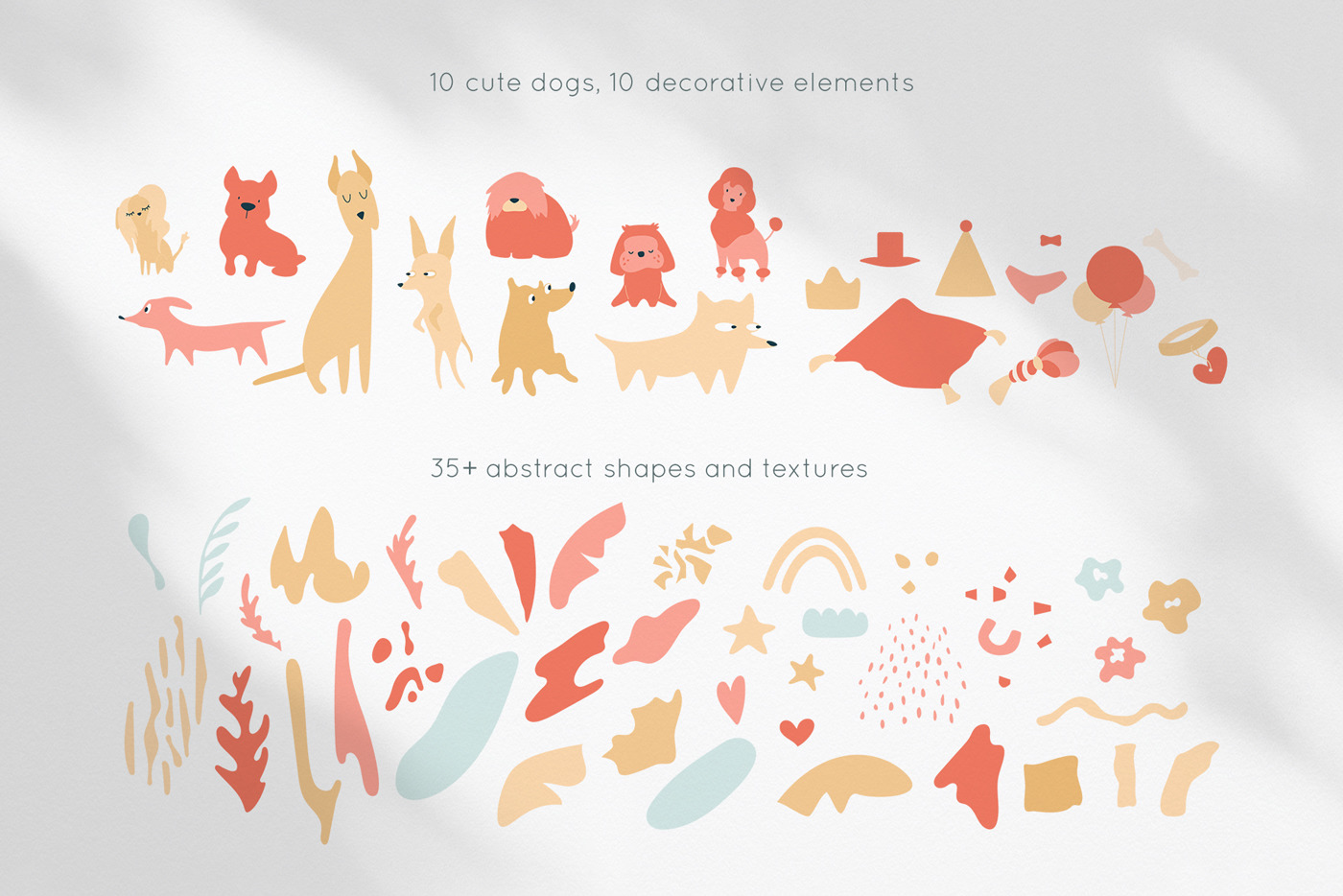 Funny dogs party elements collection