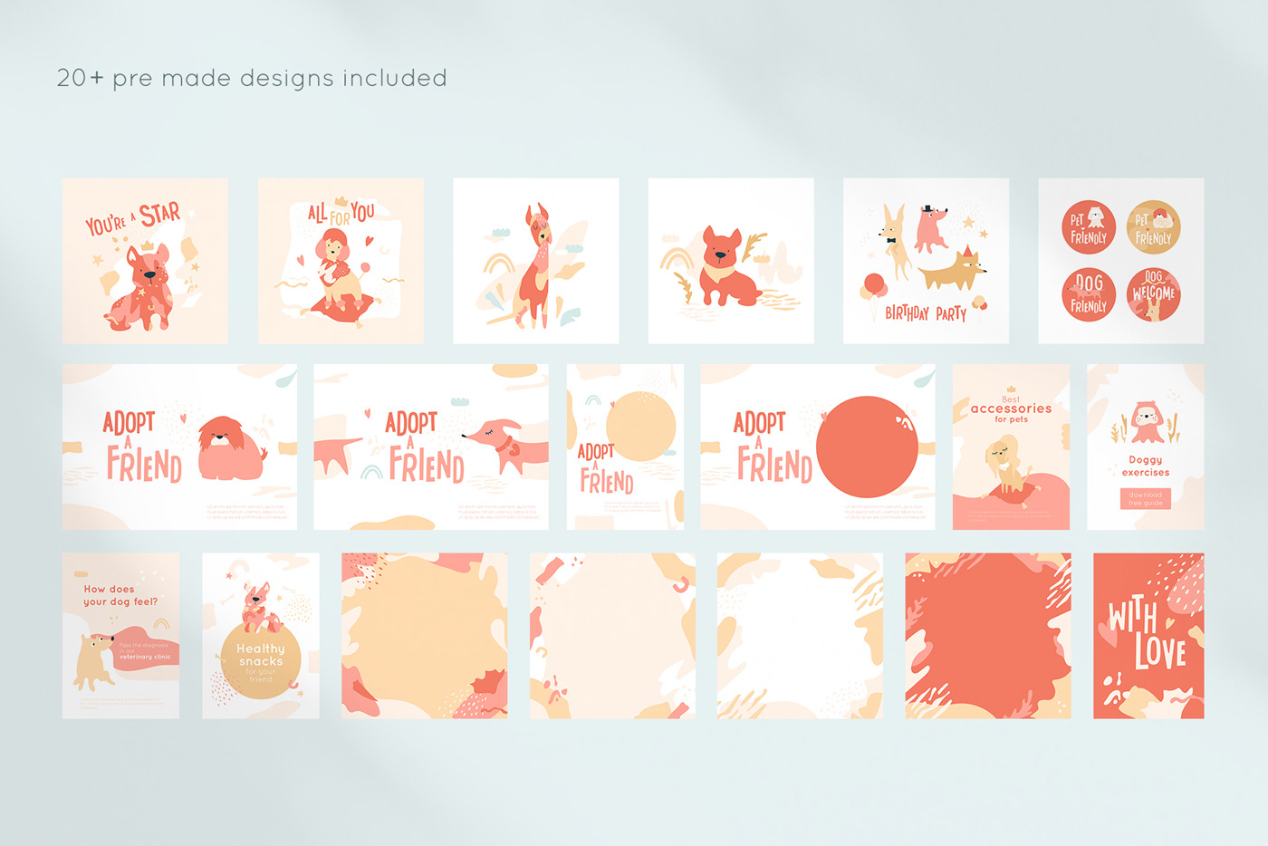Funny dogs party elements collection