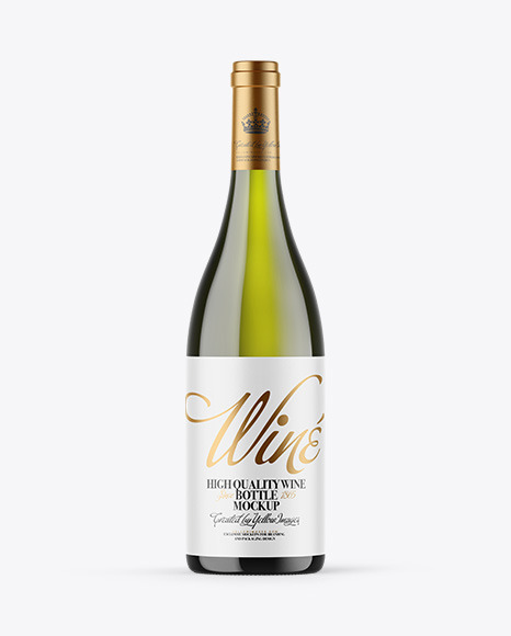 Green Glass White Wine Bottle Mockup