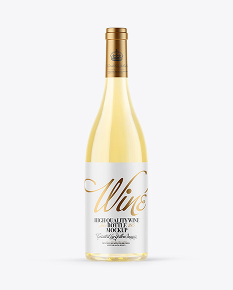 Clear Glass White Wine Bottle Mockup