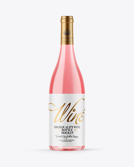 Clear Glass Pink Wine Bottle Mockup