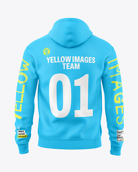 Men&#039;s Full-Zip Hoodie Mockup - Back View