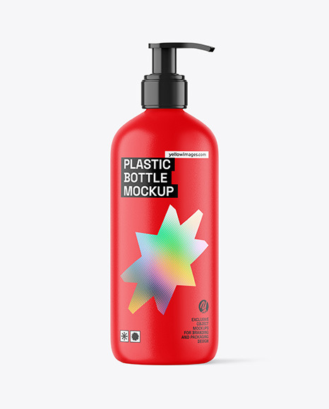Matte Plastic Bottle with Pump Mockup