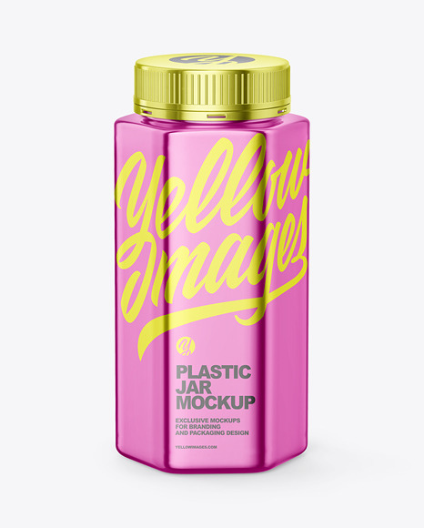 Metallic Hexagonal Jar Mockup