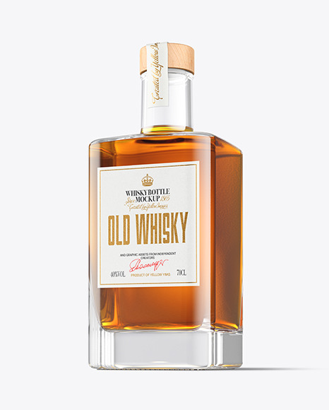 Clear Glass Whisky Bottle Mockup