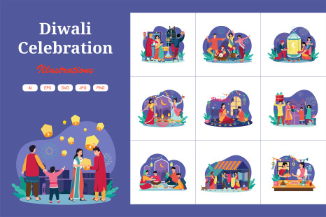 M661_Diwali Celebration Illustration Pack