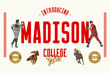 Madison | College Font +  Vector Illustration