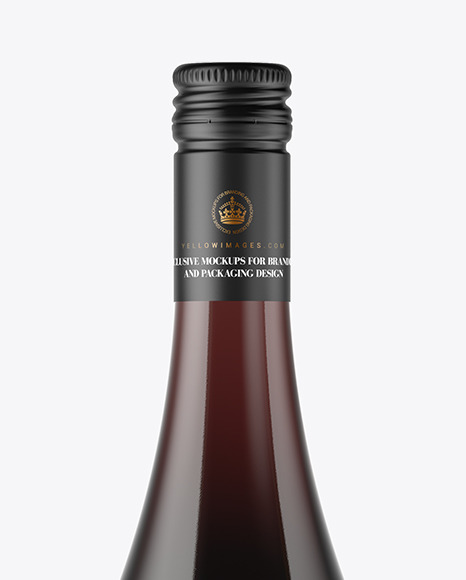 Clear Glass Bottle With Red Wine Mockup