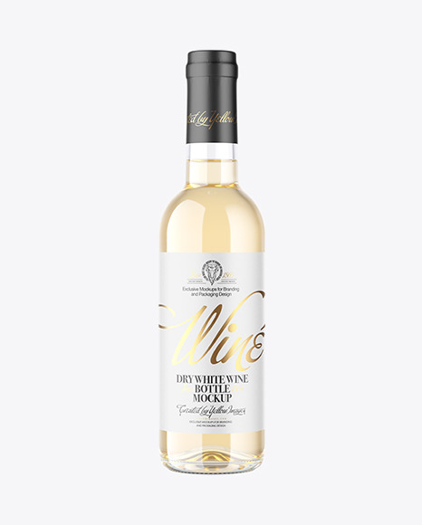 375ml Clear Glass White Wine Bottle Mockup