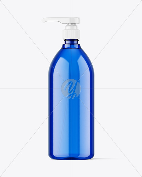 Blue Bottle with Pump Mockup