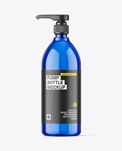 Blue Bottle with Pump Mockup