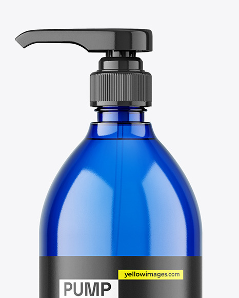 Blue Bottle with Pump Mockup