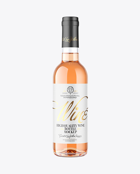 375ml Clear Glass Orange Wine Bottle Mockup