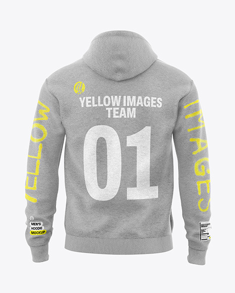 Men's Melange Full-Zip Hoodie Mockup - Back View - Free Download Images ...