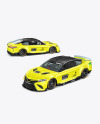 2 Nascar Race Cars Mockup - Half Side View