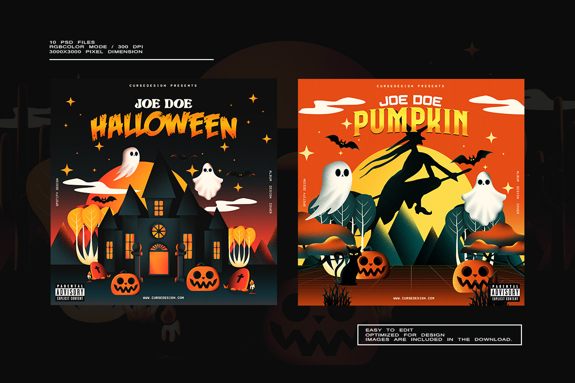 Halloween Album Covers Pack Vol.3 on Yellow Images Creative Store