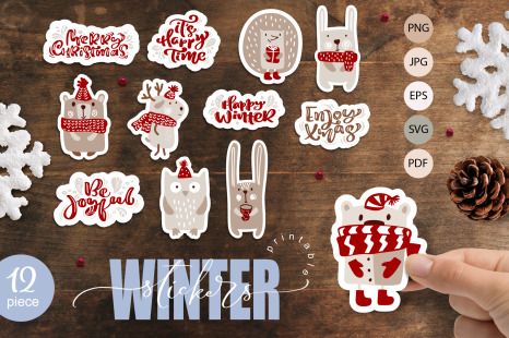 Christmas Winter Sticker Set Svg