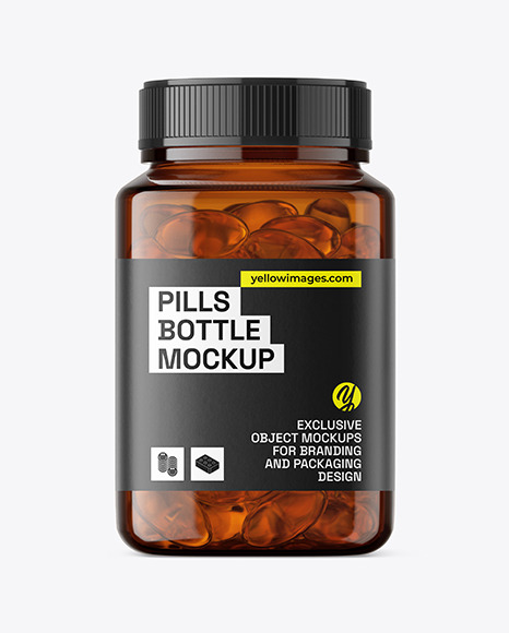 Amber Fish Oil Bottle Mockup