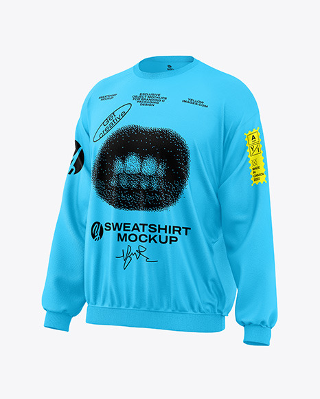 Men&#039;s Oversize Sweatshirt Mockup - Half Side View