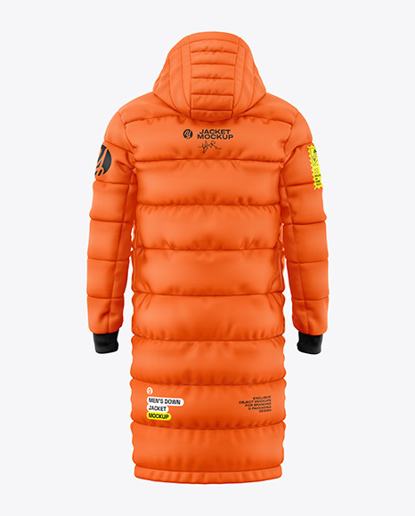 Men&#039;s Long Down Jacket Mockup - Back View