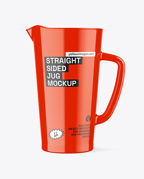 1L Glossy Straight Sided Jug Mockup