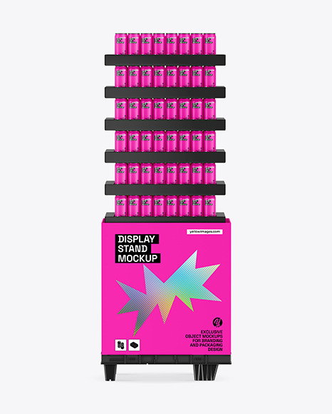 Display Stand with Matte Cans Mockup