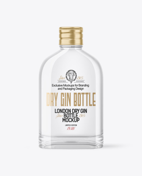 Clear Glass Dry Gin Bottle Mockup