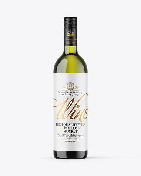 Green Glass White Wine Bottle Mockup