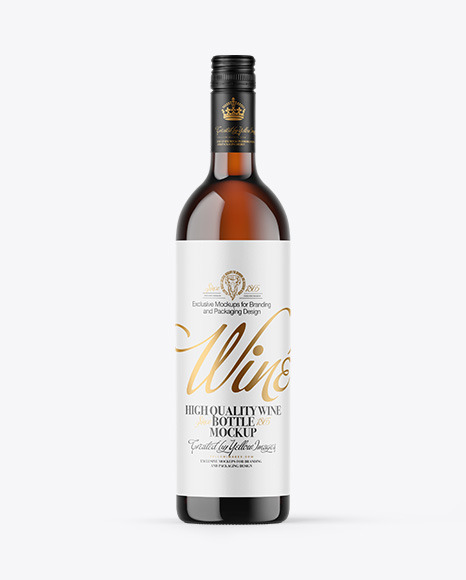 Amber Glass White Wine Bottle Mockup