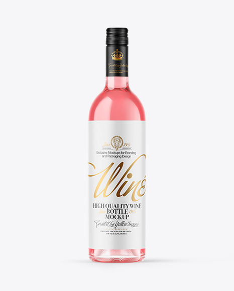 Clear Glass Pink Wine Bottle Mockup