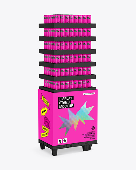Display Stand with Matte Cans Mockup