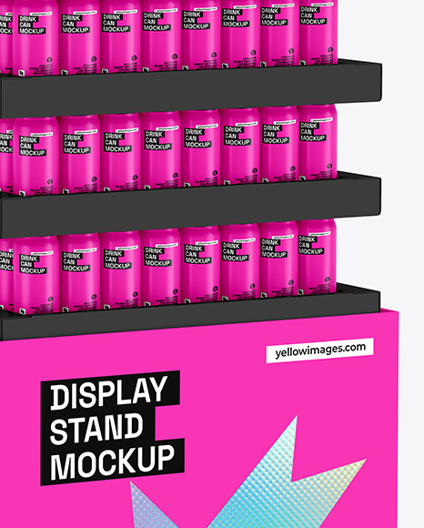 Display Stand with Matte Cans Mockup