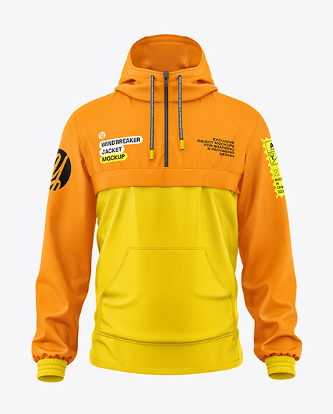 Men&#039;s Anorak Windbreaker Jacket Mockup - Front View