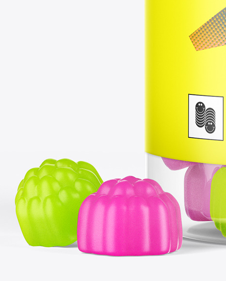 Plastic Bottle with Gummies Mockup